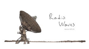 Antenne parabolique de radiotélescope Aspiration de croquis de vecteur illustration de vecteur Antenne parabolique de radiotélescope Aspiration de croquis de vecteur illustration de vecteur