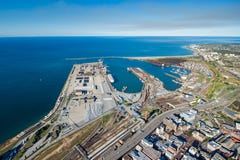 Antenne von Port Elizabeth-Hafen Südafrika stockfotografie Antenne von Port Elizabeth-Hafen Südafrika stockfotografie