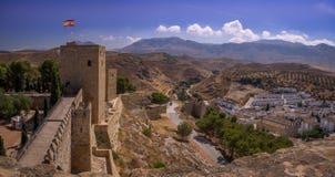 Antequera Castle άποψη Στοκ Φωτογραφίες