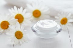 Anti crème cosmétique de fines herbes de ride avec la crème hydratante naturelle de vitamine de camomille photo stock Anti crème cosmétique de fines herbes de ride avec la crème hydratante naturelle de vitamine de camomille photo stock
