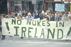 Anti-nuclear energy marchers protesting with banner, Los Angeles, California Stock Photos Anti-nuclear energy marchers protesting with banner, Los Angeles, California Stock Photos