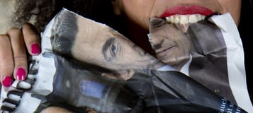 Anti-Sarkozy protestador. imagem de stock Anti-Sarkozy protestador. imagem de stock