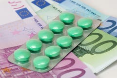 Antidepressant pigułek euro banknoty Zdjęcie Royalty Free Antidepressant pigułek euro banknoty Zdjęcie Royalty Free