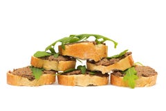 Antipasto. Pate, Arugula And Baguette Slices Stock Images Antipasto. Pate, Arugula And Baguette Slices Stock Images