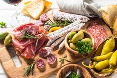 Antipasto - sliced meat, jamon, salami, olives stock image Antipasto - sliced meat, jamon, salami, olives stock image
