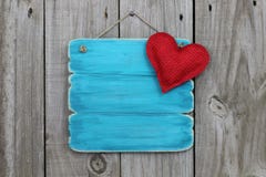 Antique blue sign with red heart stock photo Antique blue sign with red heart stock photo