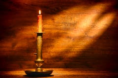 Antique Brass Candlestick Candleholder With Candle Stock Image Antique Brass Candlestick Candleholder With Candle Stock Image