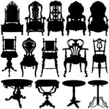 Antique chair and table vector