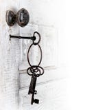 Antique door with keys in the lock