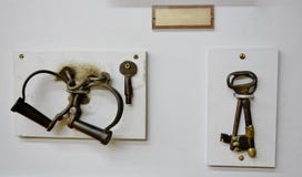 Antique Keys And Handcuffs From Old Prison Montana Royalty Free Stock Image