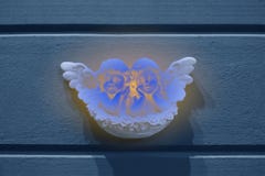 Antique street wall decoration, two little cute marble angels royalty free stock images Antique street wall decoration, two little cute marble angels royalty free stock images
