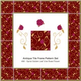Antique tile frame pattern set Spiral Golden Leaf Vine Rose Flow Stock Photo Antique tile frame pattern set Spiral Golden Leaf Vine Rose Flow Stock Photo