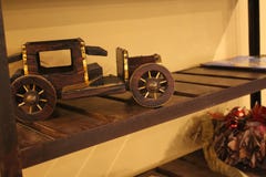 Antique toy in wood toy car stock photography Antique toy in wood toy car stock photography