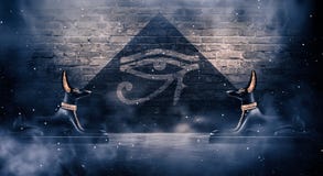 Anubis of Ancient Egypt God of Death. Dark abstract Egyptian background vector illustration Anubis of Ancient Egypt God of Death. Dark abstract Egyptian background vector illustration