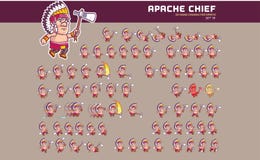 Apache charakteru animaci Naczelny Gemowy Sprite ilustracja wektor Apache charakteru animaci Naczelny Gemowy Sprite ilustracja wektor