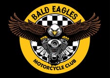 Aperto do crachá da águia americana o motor da motocicleta ilustração stock Aperto do crachá da águia americana o motor da motocicleta ilustração stock