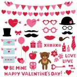 Apoyos de la cabina de la foto del día del ` s de la tarjeta del día de San Valentín y elementos determinados del diseño stock de ilustración Apoyos de la cabina de la foto del día del ` s de la tarjeta del día de San Valentín y elementos determinados del diseño stock de ilustración