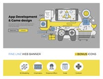 App and game develop flat line banner royalty free illustration App and game develop flat line banner royalty free illustration