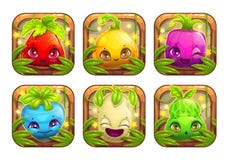 App pictogrammen met de leuke monsters van de beeldverhaalinstallatie royalty-vrije illustratie App pictogrammen met de leuke monsters van de beeldverhaalinstallatie royalty-vrije illustratie