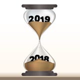 Passage concept from 2018 to 2019, with the hourglass symbol. vector illustration Passage concept from 2018 to 2019, with the hourglass symbol. vector illustration