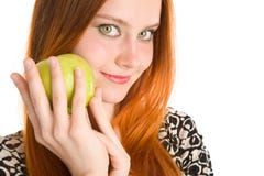 Apple And Girl Stock Photography