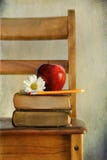 Apple e libri sulla presidenza del vecchio banco Fotografia Stock Apple e libri sulla presidenza del vecchio banco Fotografia Stock