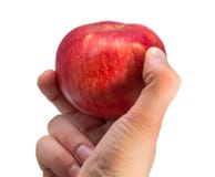 Apple in a hand on a white background Royalty Free Stock Photography Apple in a hand on a white background Royalty Free Stock Photography