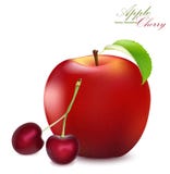 Apple i wiśnia set Realistyczny 3d jabłko i wiśnie szczegółowy ilustracja wektor Apple i wiśnia set Realistyczny 3d jabłko i wiśnie szczegółowy ilustracja wektor