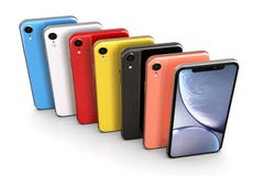 Apple-iPhone XR alle kleuren, verticale gerichte positie, royalty-vrije illustratie Apple-iPhone XR alle kleuren, verticale gerichte positie, royalty-vrije illustratie