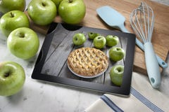 Apple Pie Dessert Computer Tablet royalty free stock photography Apple Pie Dessert Computer Tablet royalty free stock photography