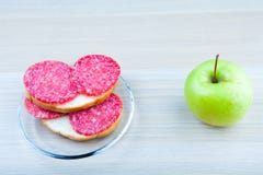 Apple sandwich plate table royalty free stock image Apple sandwich plate table royalty free stock image