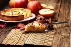 Apple Tart. Gourmet Traditional Holiday Apple Pie Sweet Baked De Stock Photo