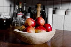 Apples In Wooden Pan Stock Photography