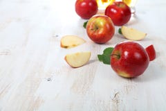 Apples On A Wooden Table Stock Photography