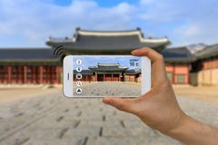 Application of Artificial Intelligence, AI, and Augmented Reality, AR, in Traveling and Tourism Business Concept royalty free stock photo Application of Artificial Intelligence, AI, and Augmented Reality, AR, in Traveling and Tourism Business Concept royalty free stock photo