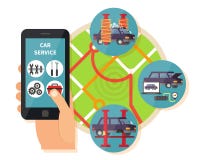 Application de service de voiture Illustration de Vecteur Application de service de voiture Illustration de Vecteur