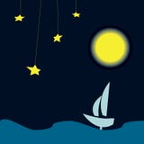 Applique - océan de nuit de voilier illustration de vecteur Applique - océan de nuit de voilier illustration de vecteur