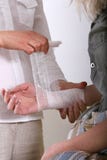 Applying A Bandage For Wrist Royalty Free Stock Image Applying A Bandage For Wrist Royalty Free Stock Image