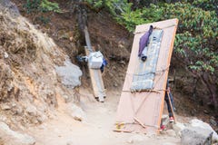8 April 2018 - Nepal ::porter carry wood on the mountain Stock Images 8 April 2018 - Nepal ::porter carry wood on the mountain Stock Images