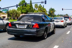 April 30, 2019 Sunnyvale / CA / USA - Police car driving on the streets of Sunnyvale, Santa Clara county stock photography April 30, 2019 Sunnyvale / CA / USA - Police car driving on the streets of Sunnyvale, Santa Clara county stock photography