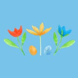 Aquarell Ostern eingestellt mit Eiern und Blumen stock abbildung Aquarell Ostern eingestellt mit Eiern und Blumen stock abbildung