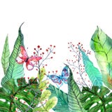 Aquarellblumenhintergrund mit tropischen Orchideenblumen, Urlaub vektor abbildung Aquarellblumenhintergrund mit tropischen Orchideenblumen, Urlaub vektor abbildung