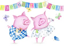 Aquarellgrußkarte alles Gute zum Geburtstag vektor abbildung Aquarellgrußkarte alles Gute zum Geburtstag vektor abbildung