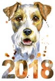 Aquarellporträt des Airedaleterrierhundes Stockfoto Aquarellporträt des Airedaleterrierhundes Stockfoto