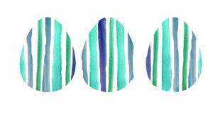 Aquarellsatz von drei blauen strukturierten Eiern lizenzfreie abbildung Aquarellsatz von drei blauen strukturierten Eiern lizenzfreie abbildung