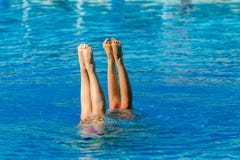 Aquatische Gesynchroniseerde Zwemmers Onderwater royalty-vrije stock fotografie Aquatische Gesynchroniseerde Zwemmers Onderwater royalty-vrije stock fotografie