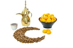 Arabic Coffee With Date Fruit Royalty Free Stock Photography Arabic Coffee With Date Fruit Royalty Free Stock Photography