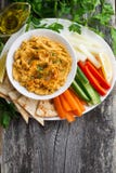 Arabic Sauce Hummus With Flatbread And Fresh Vegetables Royalty Free Stock Images Arabic Sauce Hummus With Flatbread And Fresh Vegetables Royalty Free Stock Images