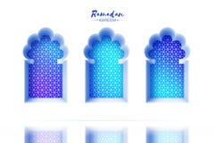 Arabic window arch in paper cut style. Origami Ramadan Kareem greeting cards. Arabesque pattern. Crescent Moon. Holy Royalty Free Stock Photos Arabic window arch in paper cut style. Origami Ramadan Kareem greeting cards. Arabesque pattern. Crescent Moon. Holy Royalty Free Stock Photos
