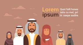 Arabisk grupp för affärsfolk, arabisk folkmassa Team Copy Space stock illustrationer Arabisk grupp för affärsfolk, arabisk folkmassa Team Copy Space stock illustrationer